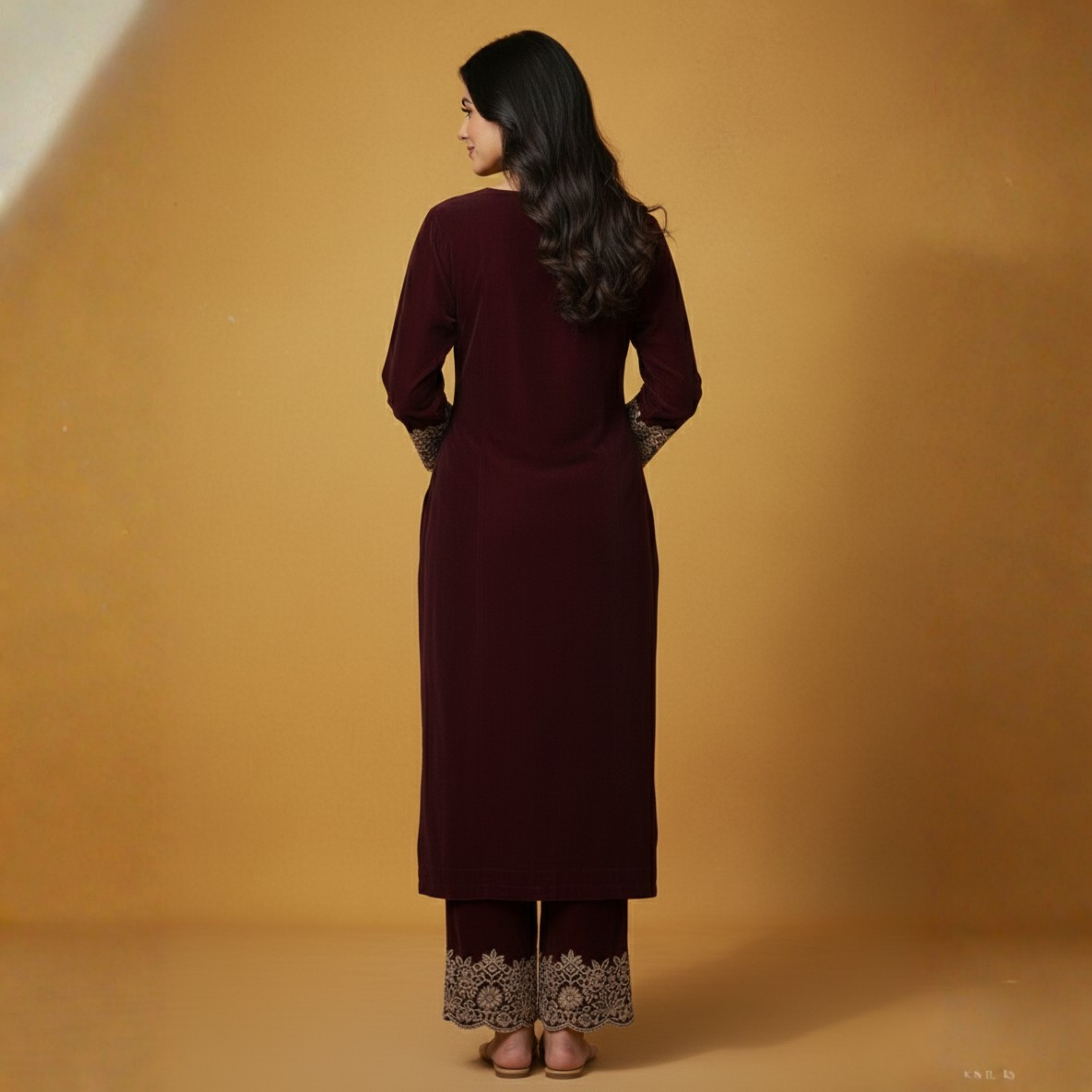 Luxurious Kashmiri Pashmina Style Woolen Velvet Kurta Set - KS0021