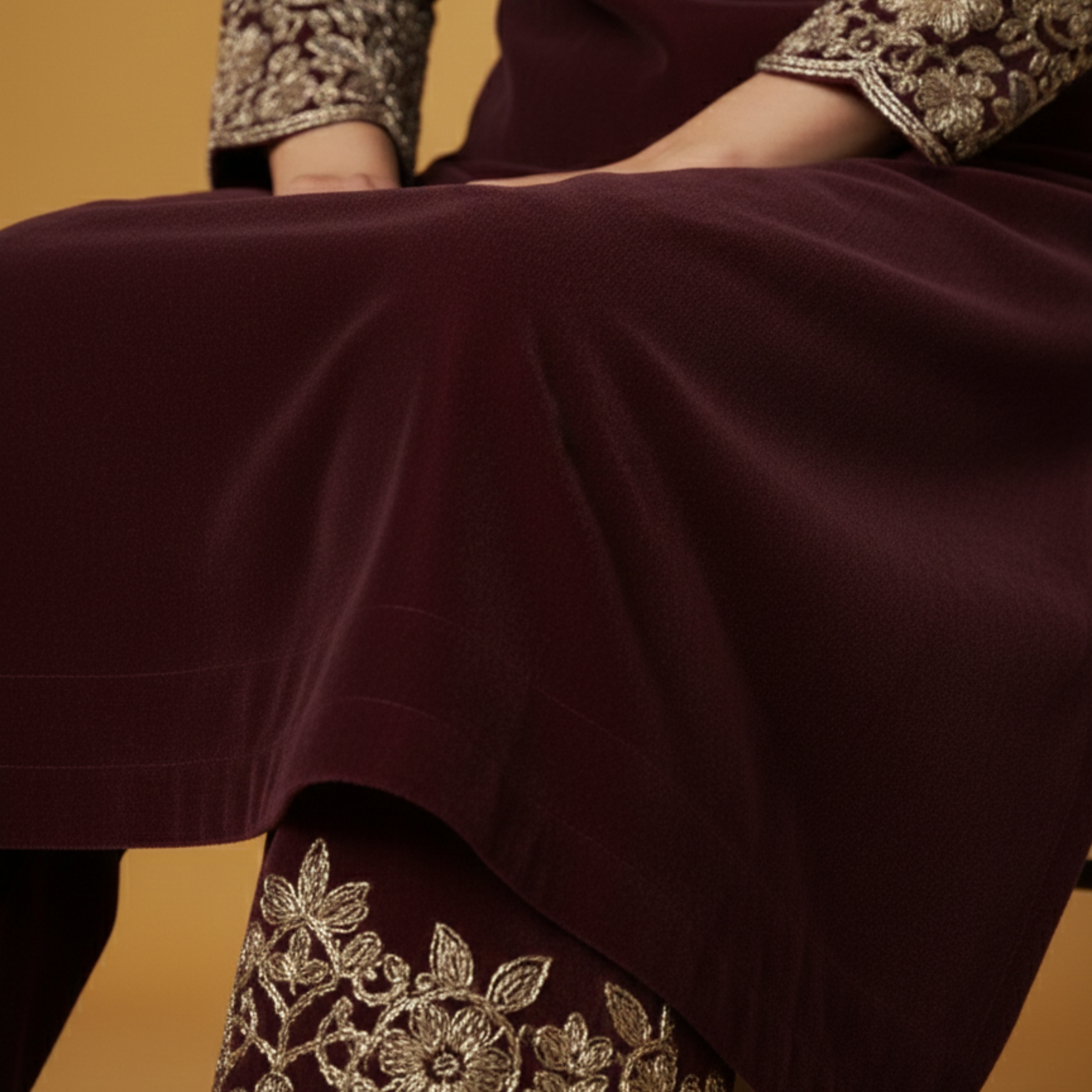 Luxurious Kashmiri Pashmina Style Woolen Velvet Kurta Set - KS0021