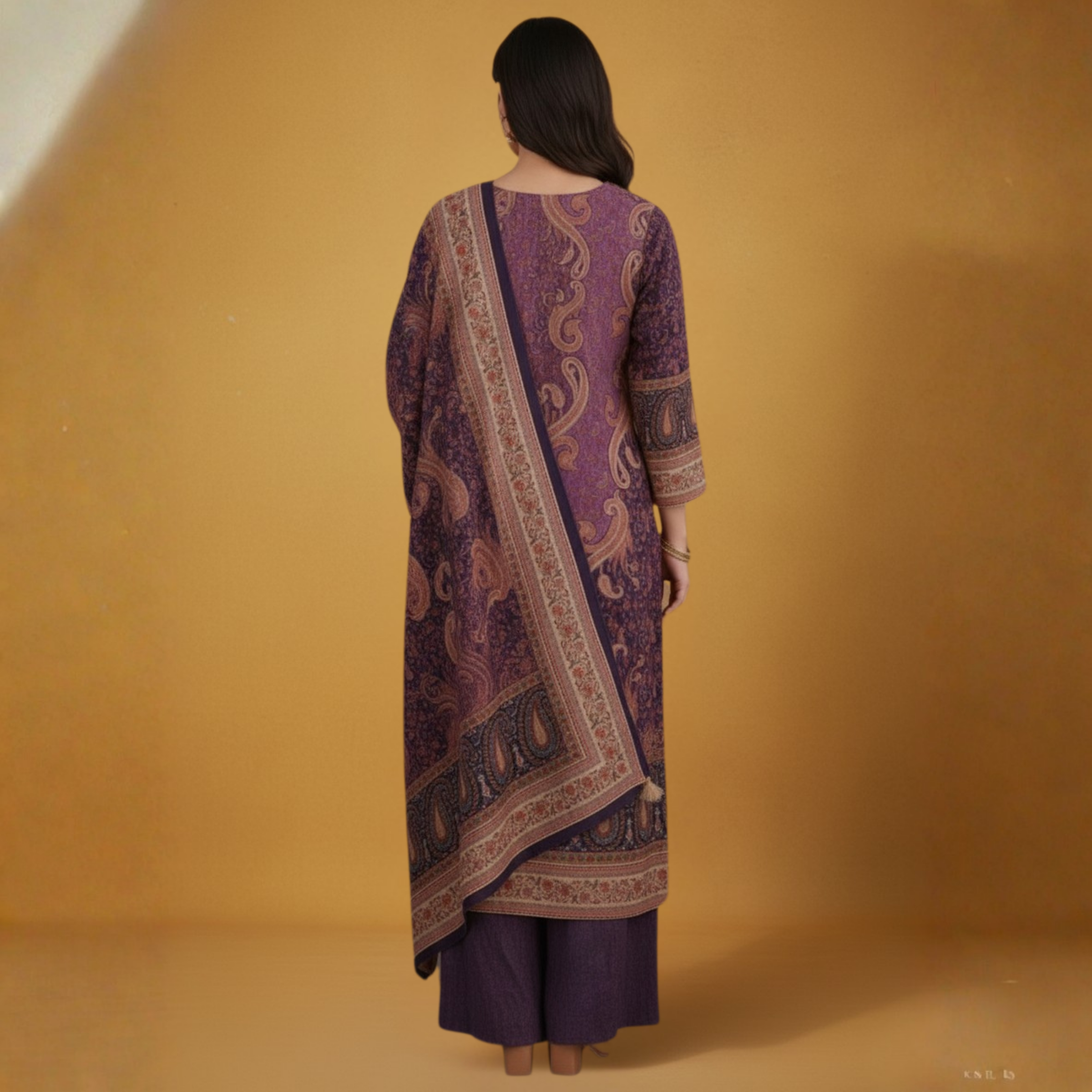 Luxurious Kashmiri Pashmina Style Woolen Velvet Kurta Set - KS0021