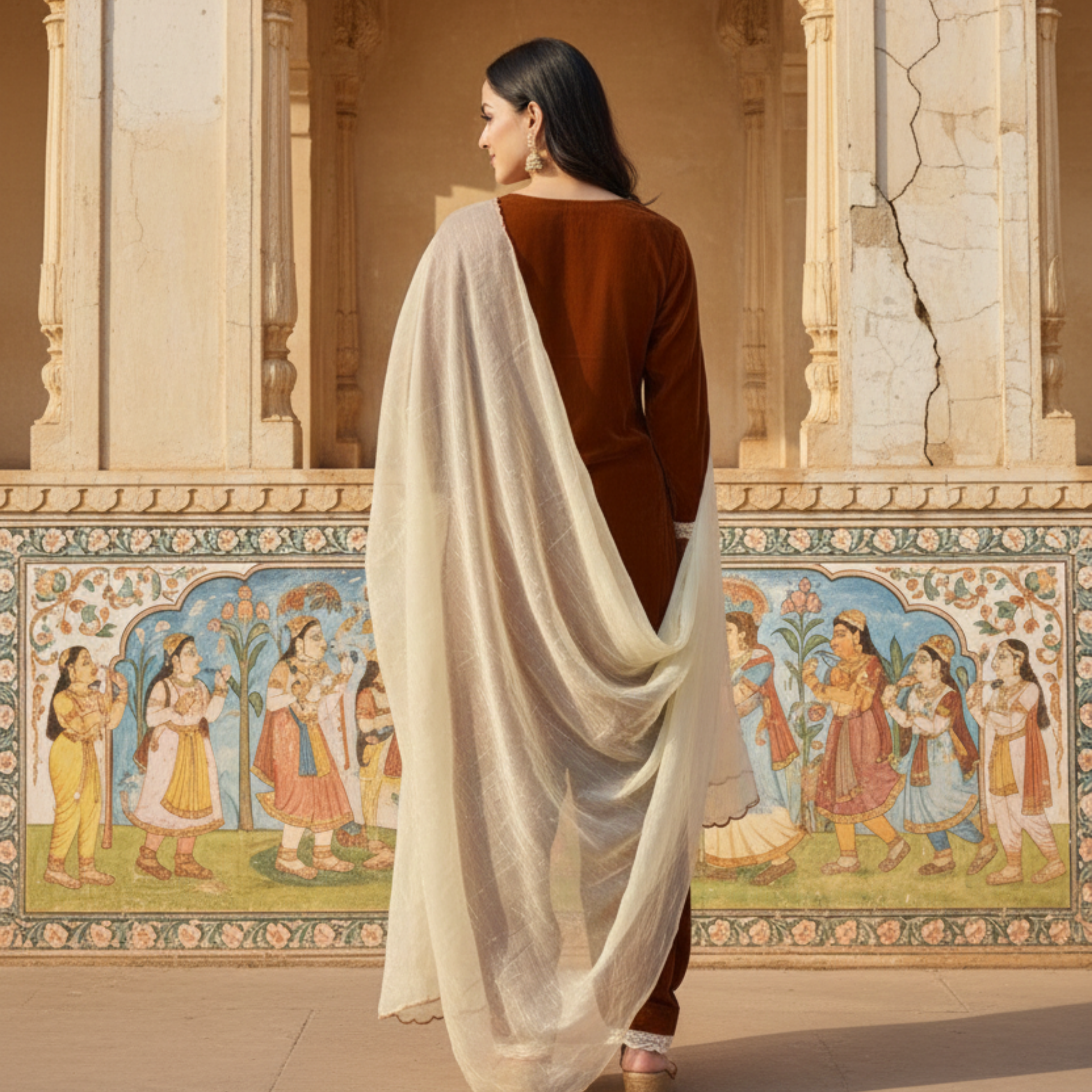 Luxurious Kashmiri Pashmina Style Woolen Velvet Kurta Set - KS0020