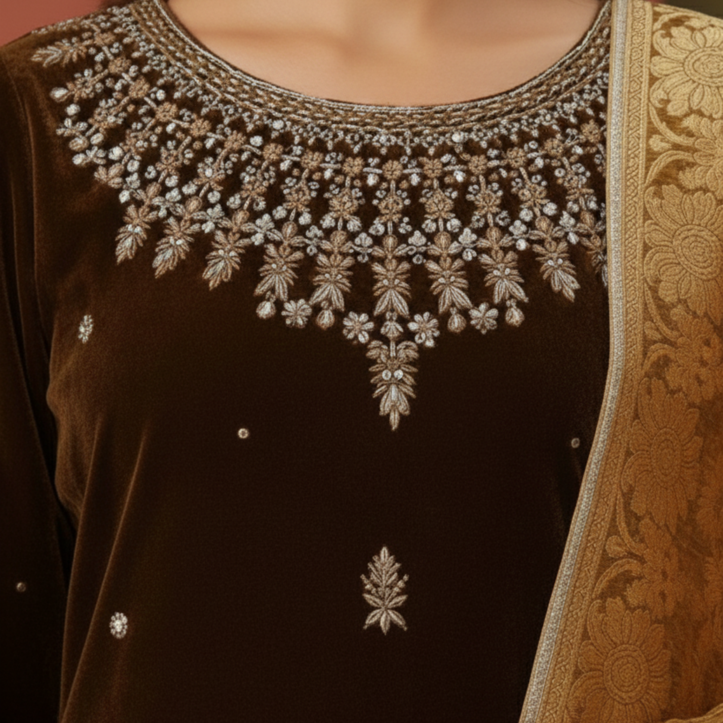 Luxurious Kashmiri Pashmina Style Woolen Velvet Kurta Set - KS0024