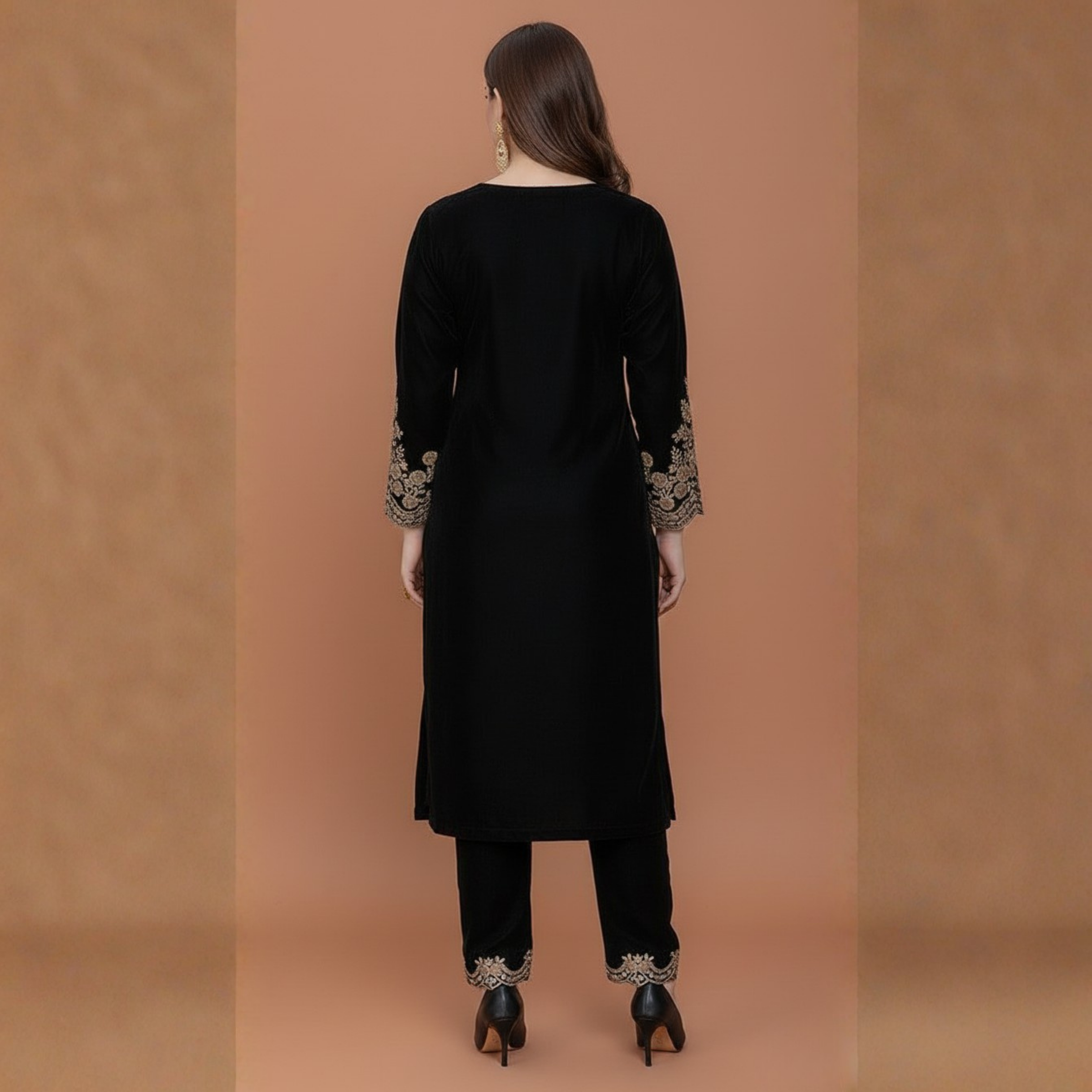 Luxurious Kashmiri Pashmina Style Woolen Velvet Kurta Set - KS0024