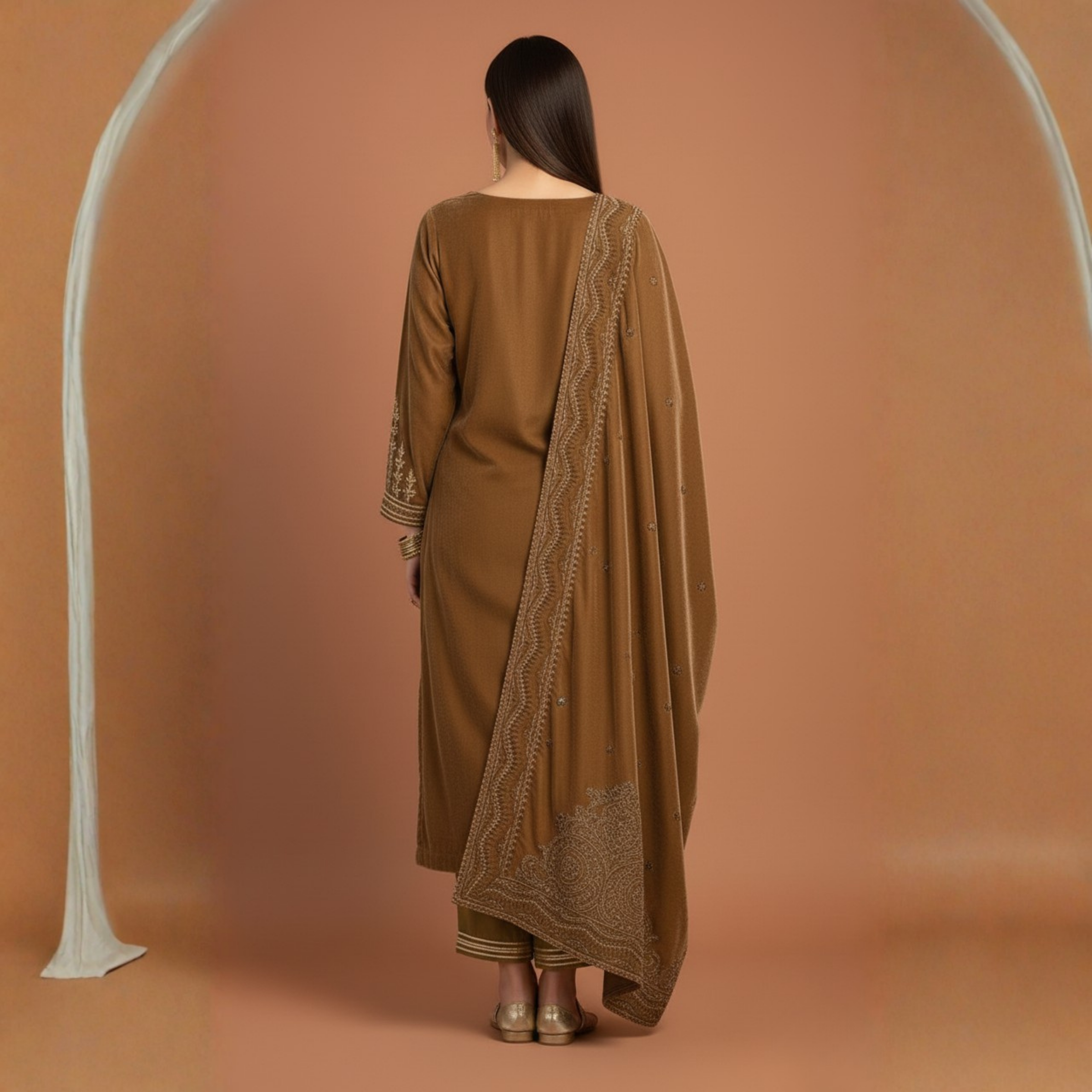 Luxurious Kashmiri Pashmina Style Woolen Velvet Kurta Set - KS0023