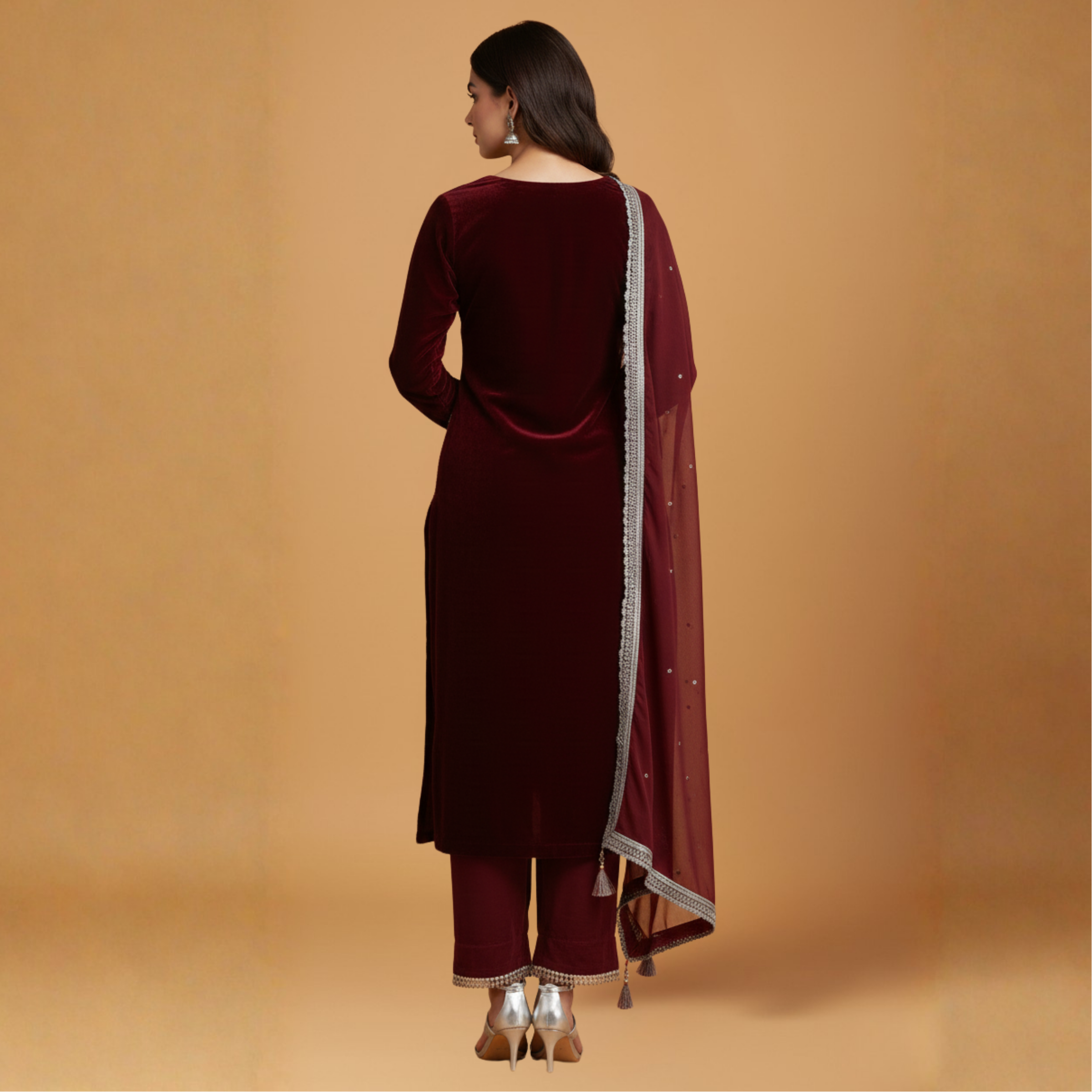 Luxurious Kashmiri Pashmina Style Woolen Velvet Kurta Set - KS0022