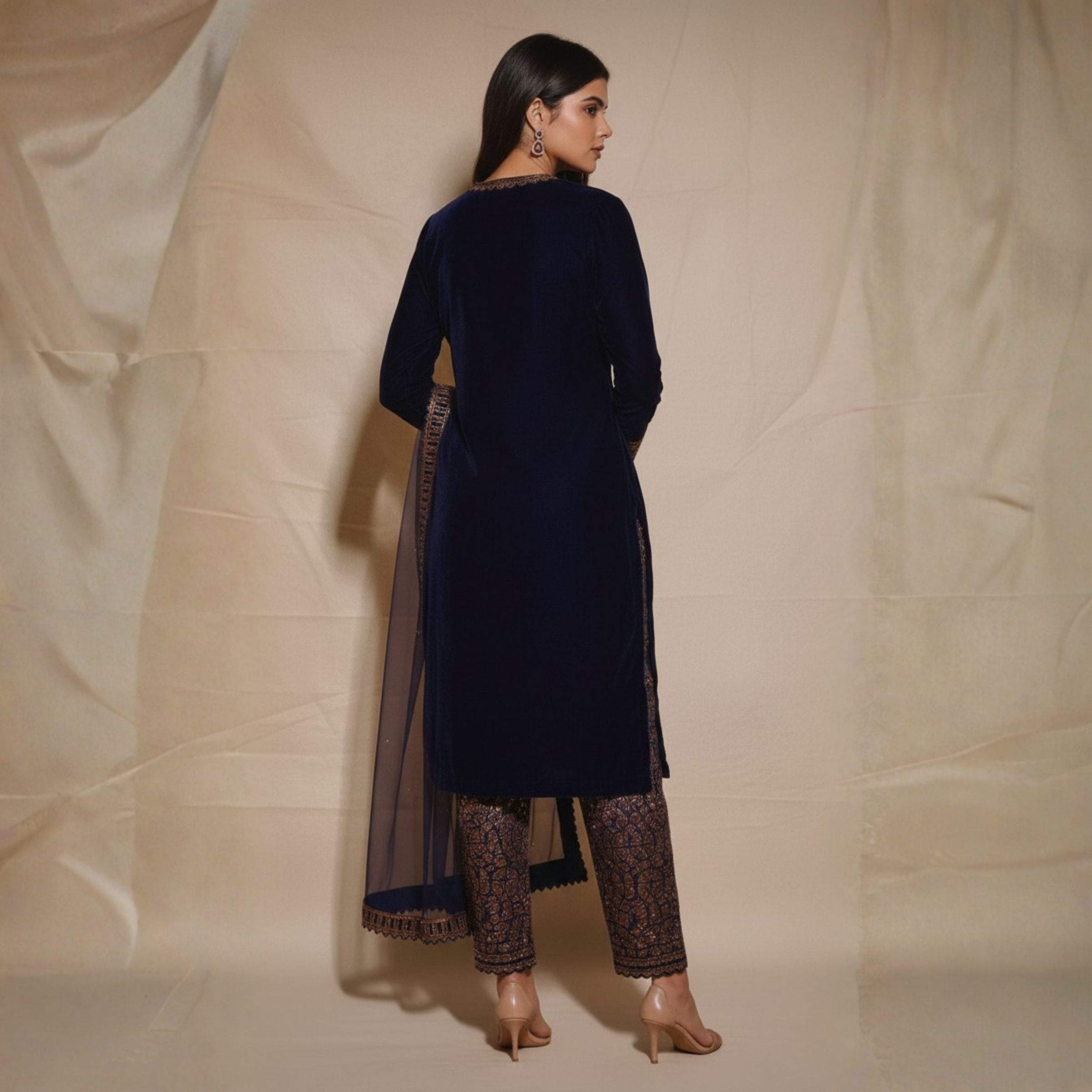 Luxurious Kashmiri Pashmina Style Woolen Velvet Kurta Set - KS0022