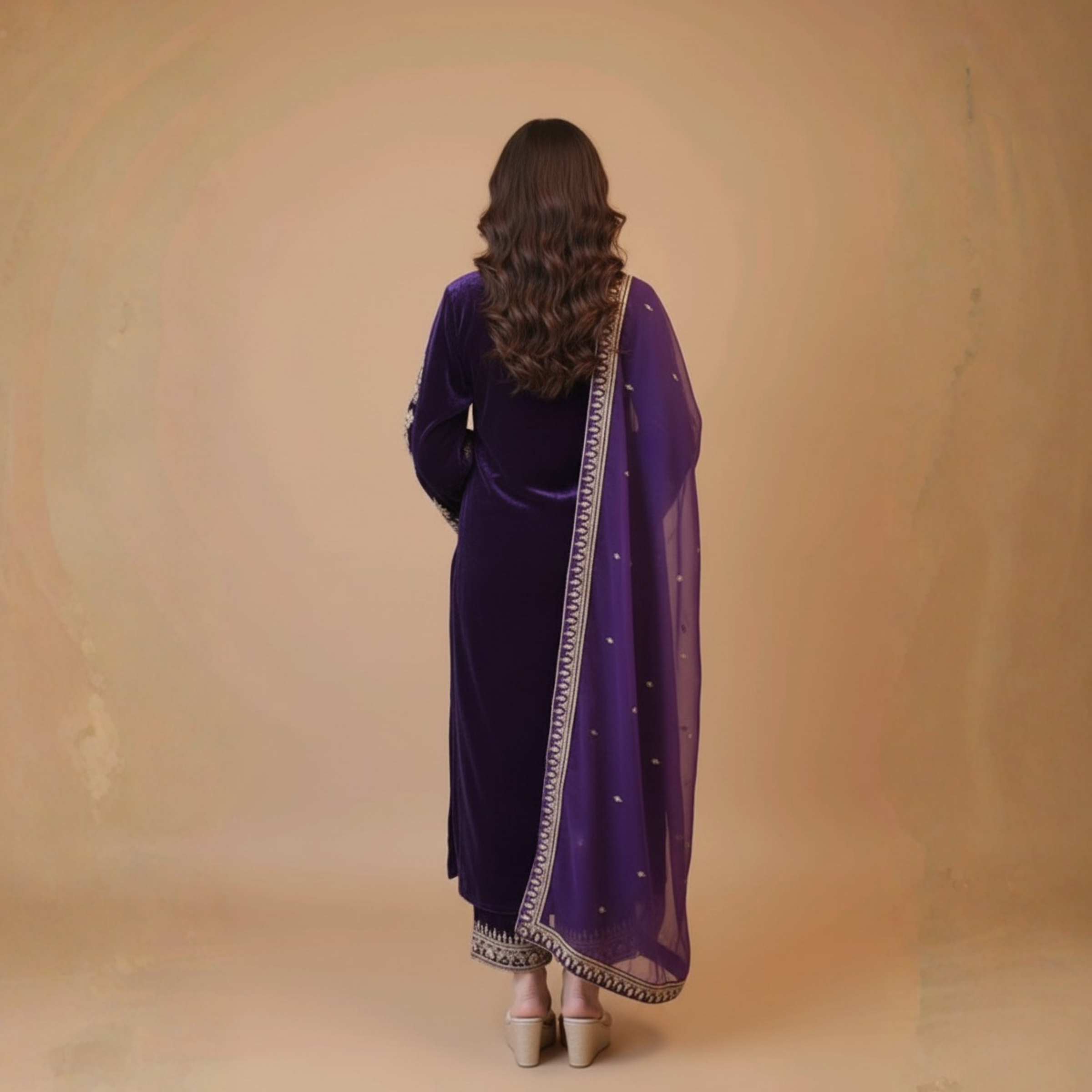 Luxurious Kashmiri Pashmina Style Woolen Velvet Kurta Set - KS0026