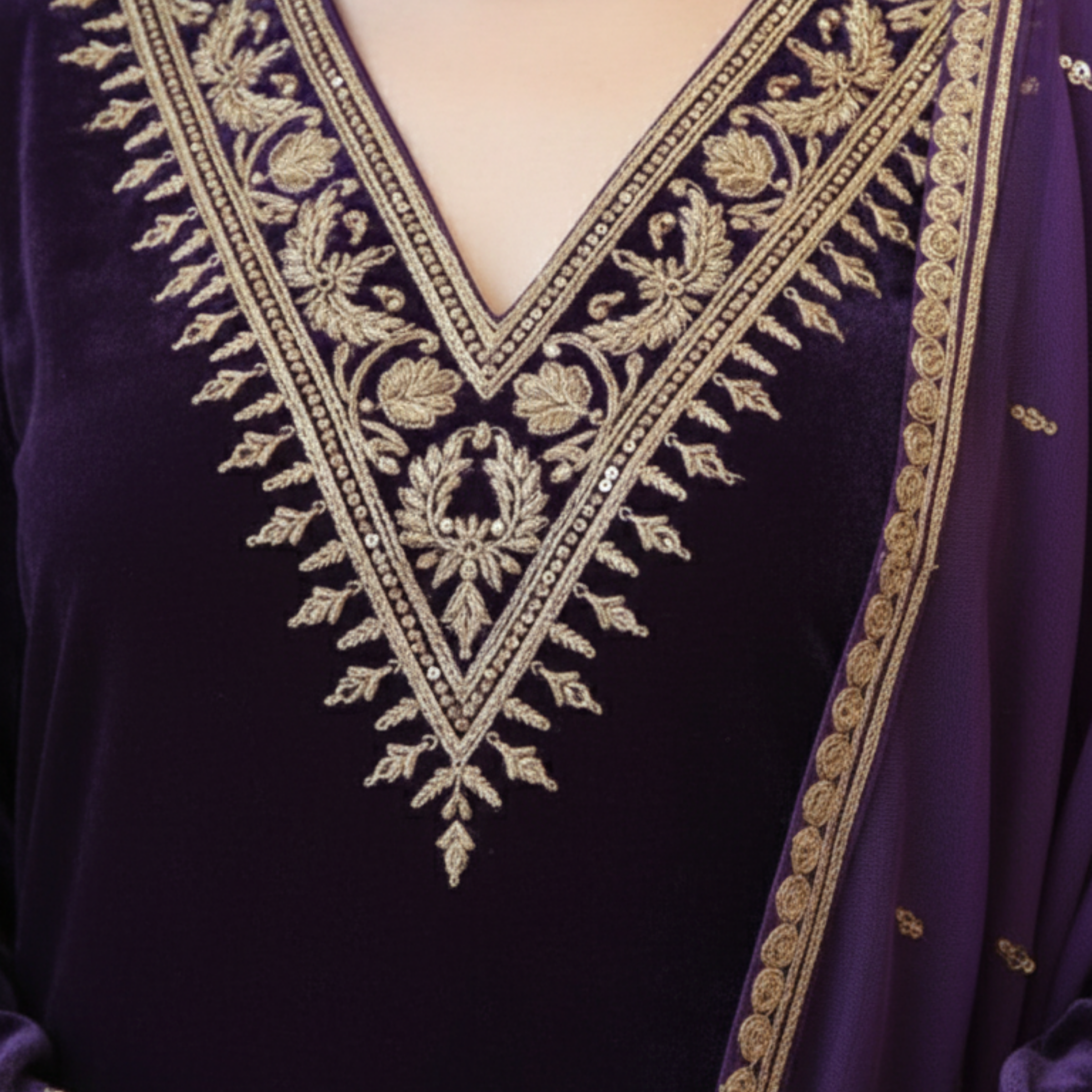 Luxurious Kashmiri Pashmina Style Woolen Velvet Kurta Set - KS0026