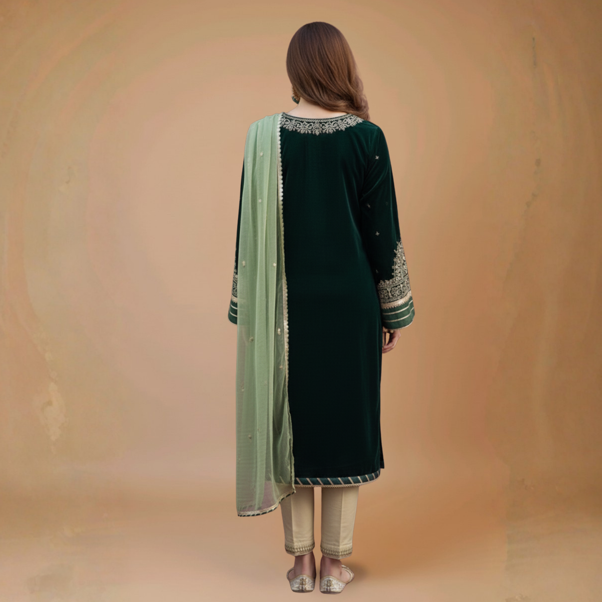 Luxurious Kashmiri Pashmina Style Woolen Velvet Kurta Set - KS0027