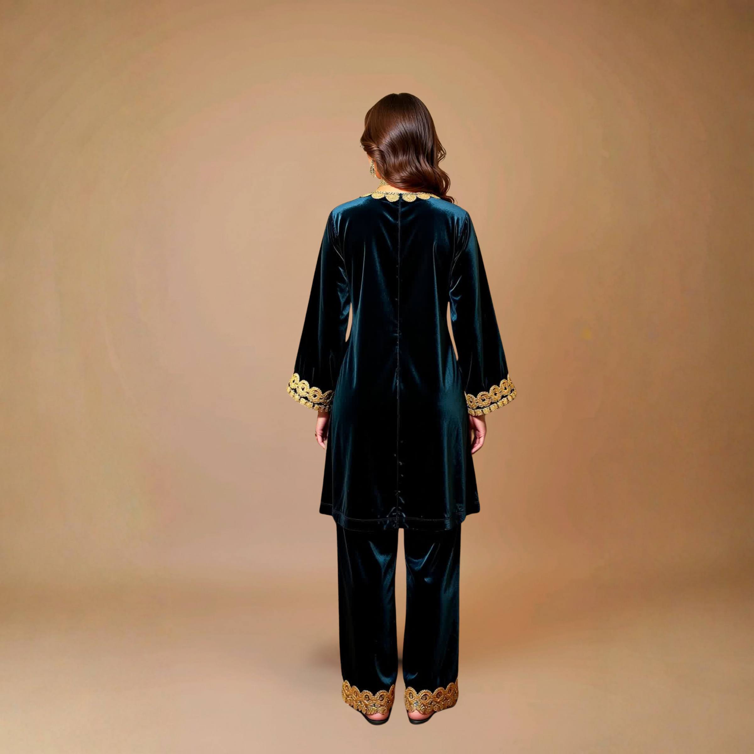 Luxurious Kashmiri Pashmina Style Woolen Velvet Kurta Set - KS0025