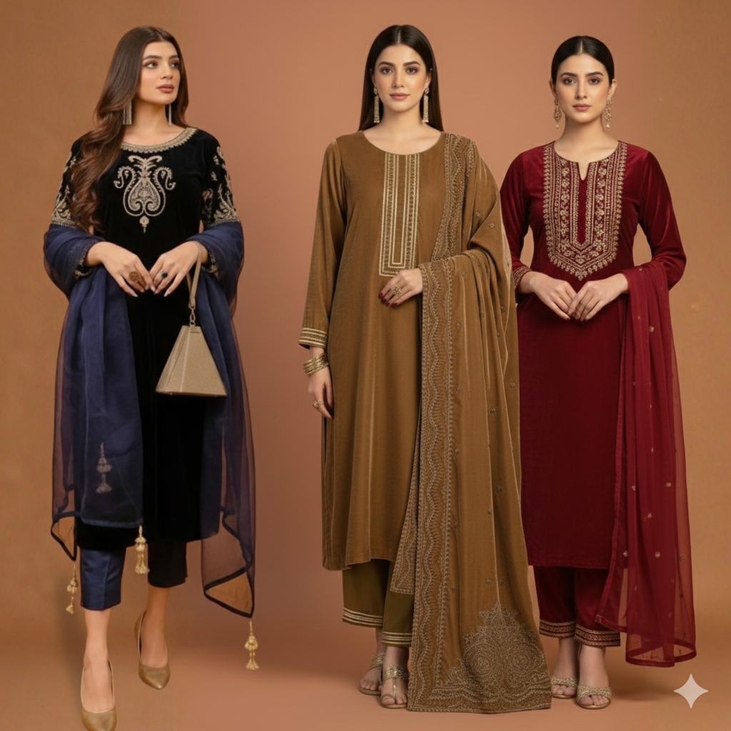 Luxurious Kashmiri Pashmina Style Woolen Velvet Kurta Set - KS0023